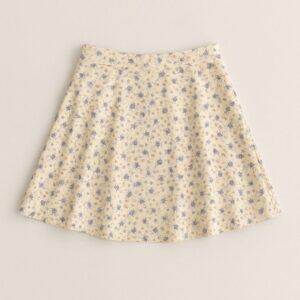 Cream Floral A-Line Skirt