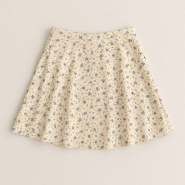 Cream Floral A-Line Skirt