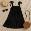 Black Tie-Strap Summer Dress