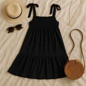 Black Tie-Strap Summer Dress
