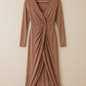 Mocha Brown Draped Wrap Dress