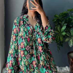 Green Multicolor Ikat Print Tunic