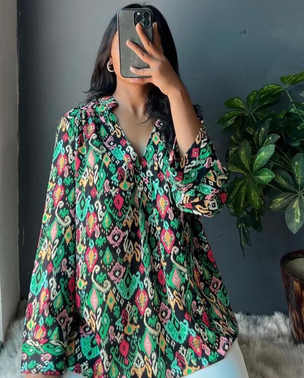 Green Multicolor Ikat Print Tunic