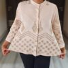 Asymmetric Embroidered Khadi Cotton Top – Ivory & Gold