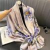 Elegant Satin Floral Scarf with Luxurious Shine
