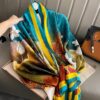 Vibrant Floral & Stripe Satin Scarf with Bold Colors