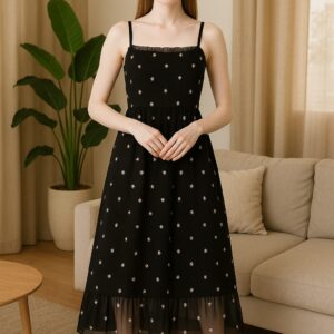 Black Floral Midi Dress