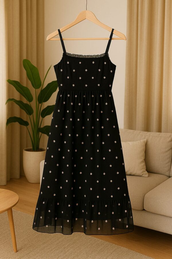 Black Floral Midi Dress