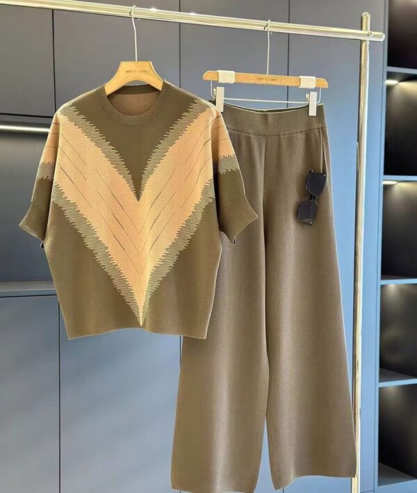 Elegant Beige-Brown Knit Co-ord Set