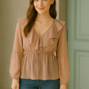 Rosé Whisper Ruffle Top