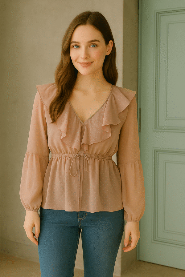 Rosé Whisper Ruffle Top