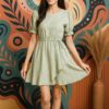 Mint Whirl Cotton Wrap Dress